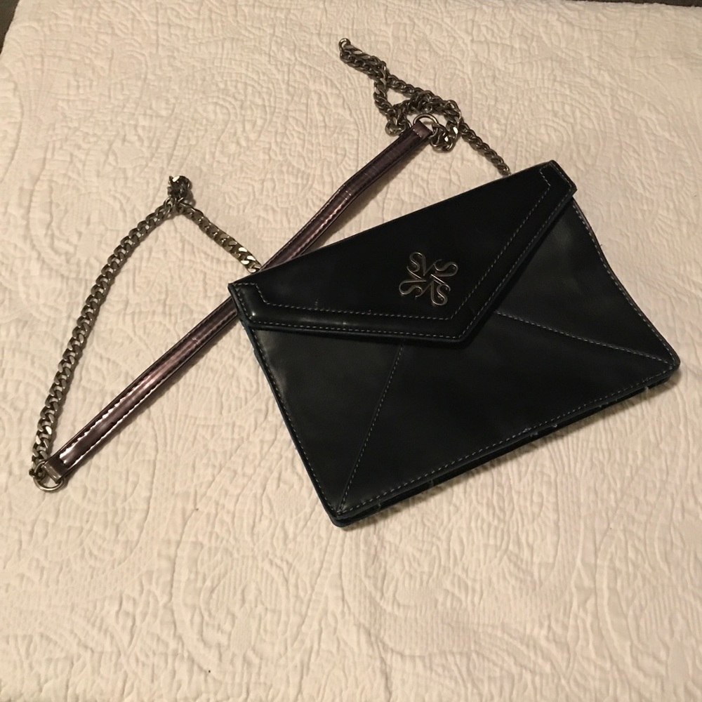 Vera Wang Black Leather Envelope Bag